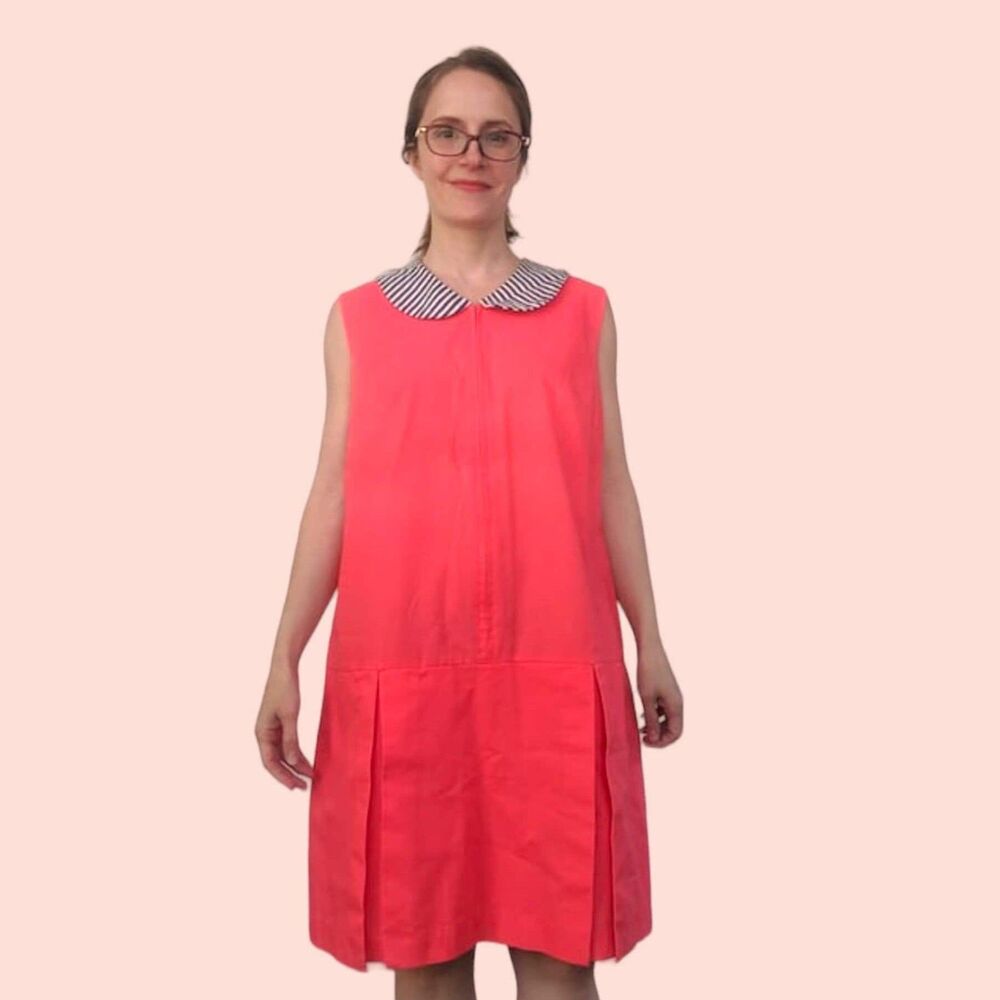 Scooter Dress Peter Pan Collar Mod Sleeveless Shift Vintage 60s M L